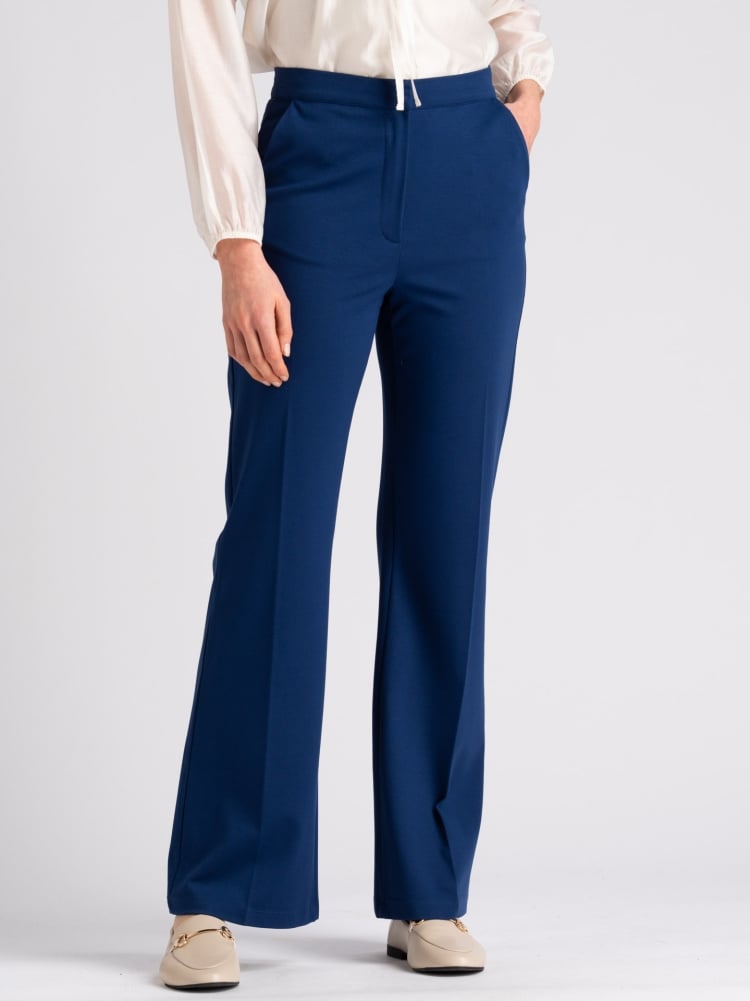 Pantalone donna blu chiaro in tessuto punto Milano