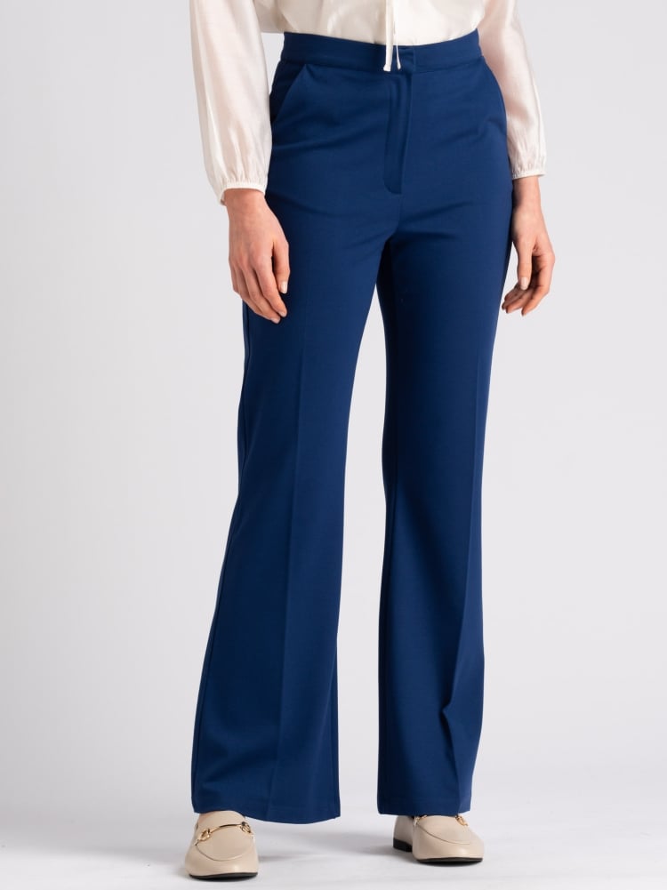 Pantalone donna blu chiaro in tessuto punto Milano