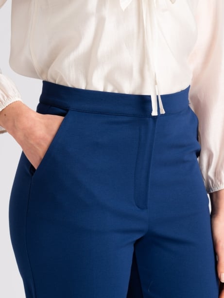 Pantalone donna blu chiaro in tessuto punto Milano 2
