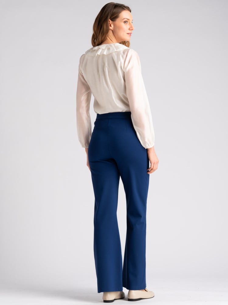 Pantalone donna blu chiaro in tessuto punto Milano