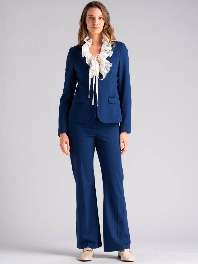 Pantalone donna blu chiaro in tessuto punto Milano