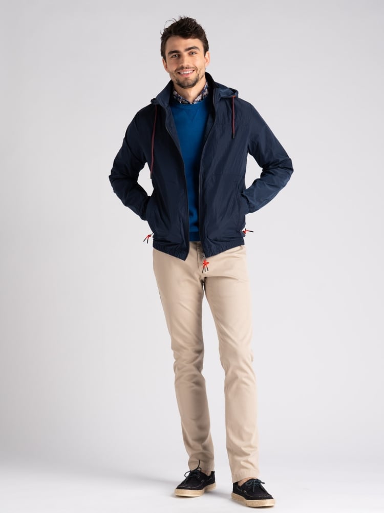 Giubbino uomo con cappuccio in tessuto crinkle