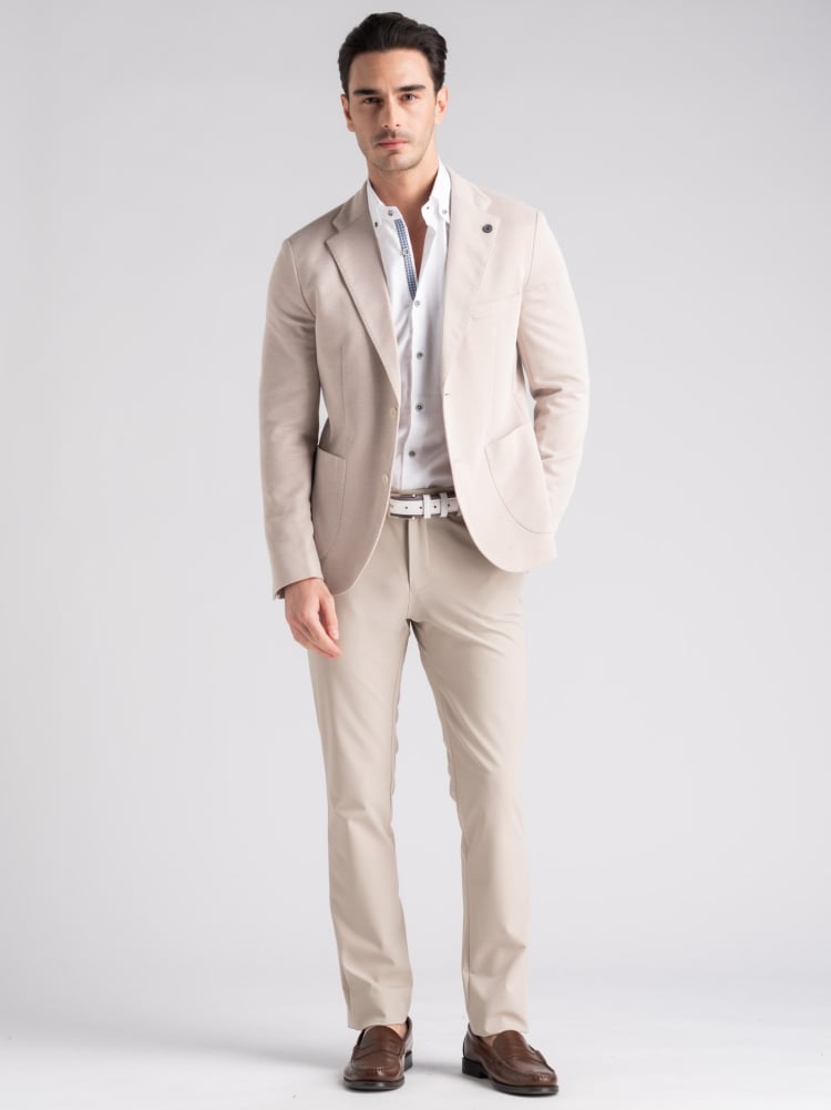 Giacca uomo beige sfoderata in piquet di maglia Invidia 1973