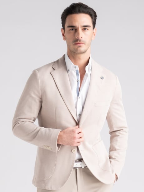 Giacca uomo beige sfoderata in piquet di maglia Invidia 1973