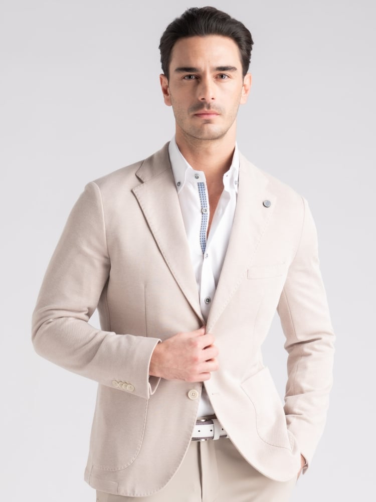 Giacca uomo beige sfoderata in piquet di maglia Invidia 1973