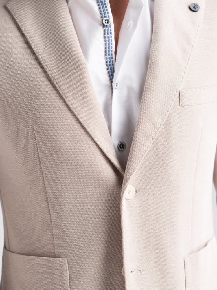Giacca uomo beige sfoderata in piquet di maglia Invidia 1973