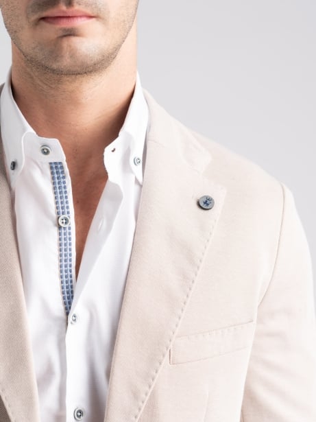 Giacca uomo beige sfoderata in piquet di maglia Invidia 1973 2