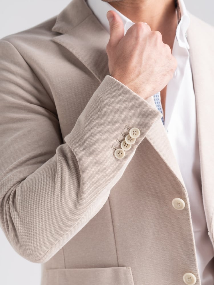 Giacca uomo beige sfoderata in piquet di maglia Invidia 1973
