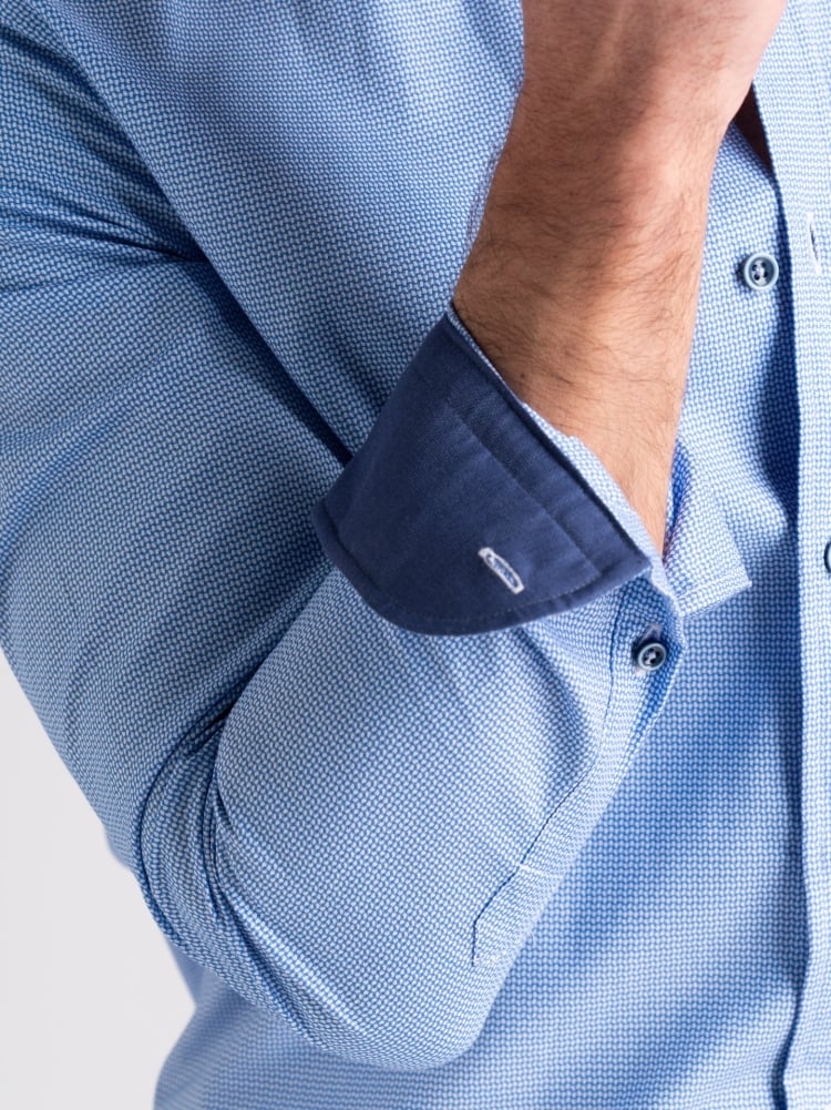 Camicia uomo operata bicolor azzurra semi francese