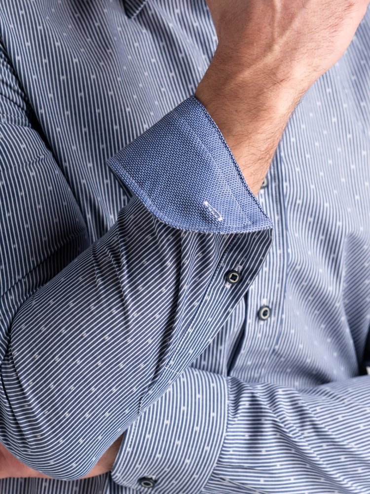 Camicia uomo fil coupè rigata blu button down