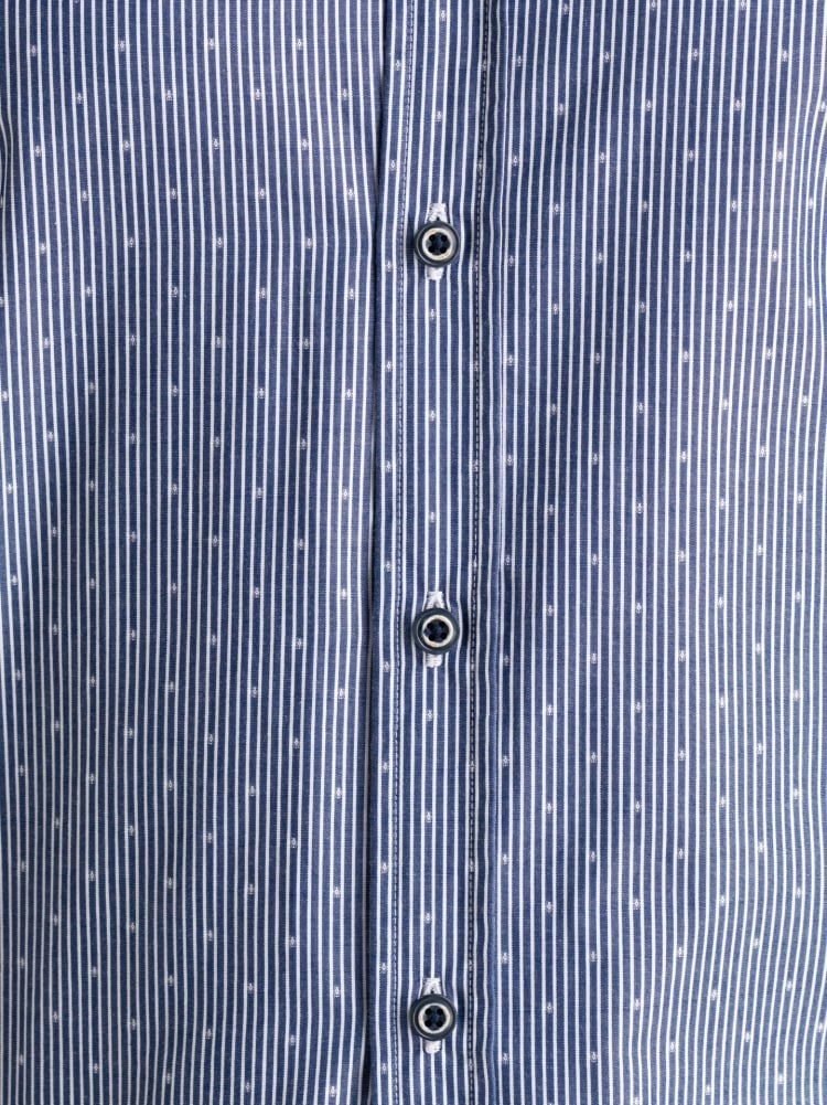 Camicia uomo fil coupè rigata blu button down