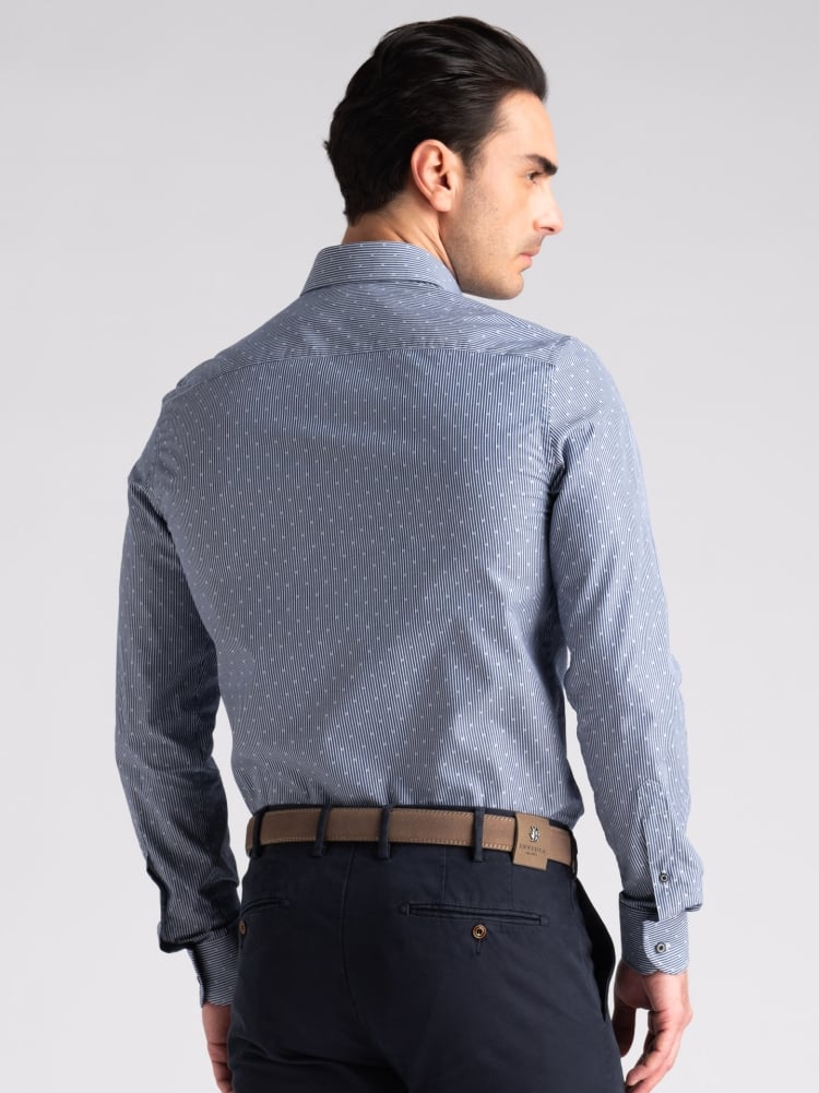 Camicia uomo fil coupè rigata blu button down