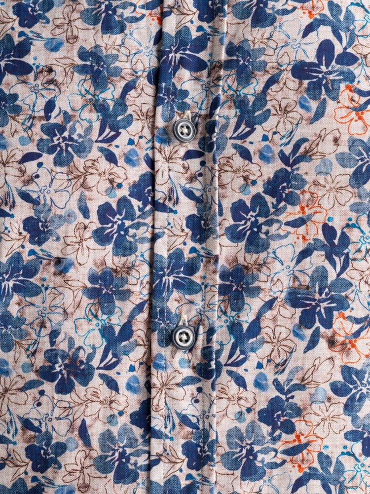 Camicia uomo fantasia floreale beige semi francese