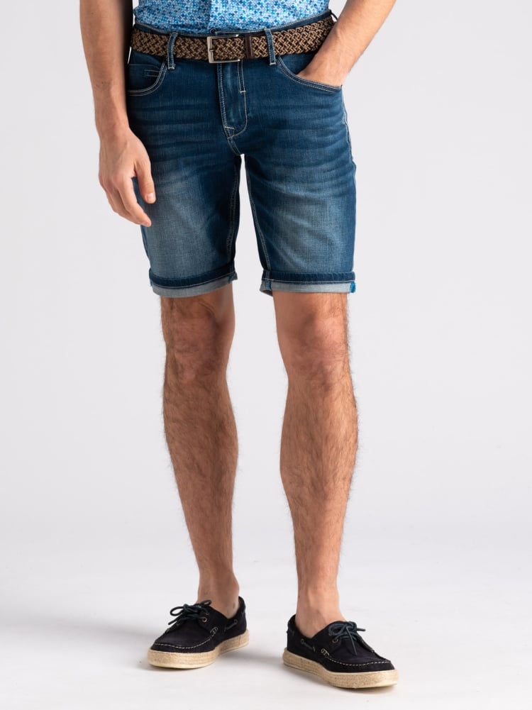 Bermuda uomo 5 tasche denim blu