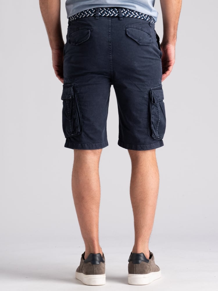 Bermuda uomo cargo in popeline stretch tinto effetto old