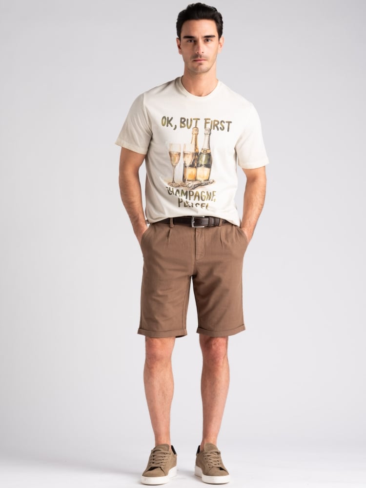 Bermuda uomo misto lino con contrasti