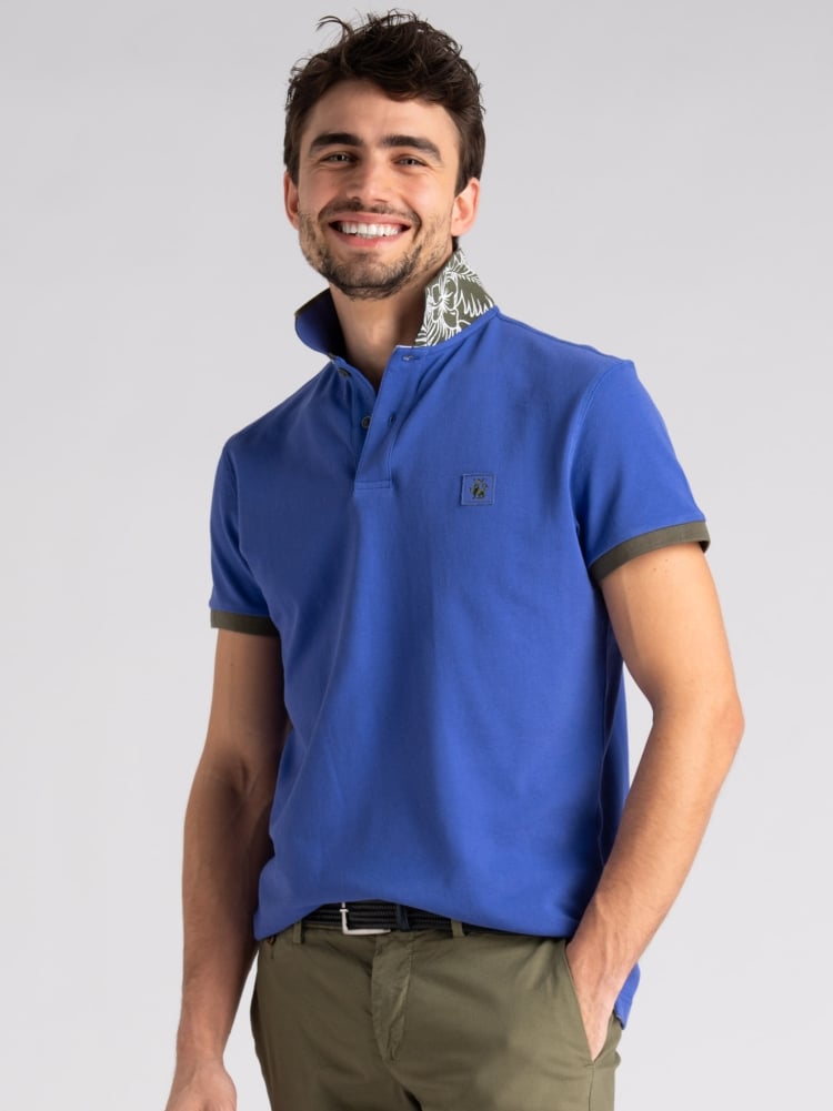 Polo uomo mezza manica stampa Hawaii sul collo Invidia 1973
