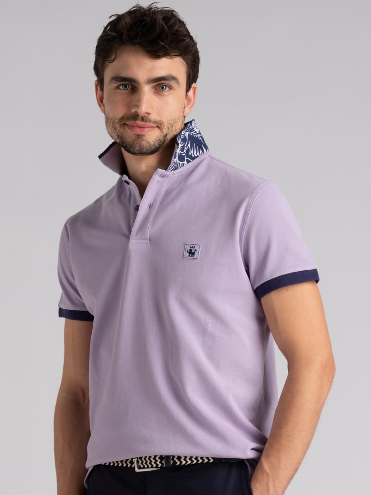 Polo uomo mezza manica stampa Hawaii sul collo Invidia 1973