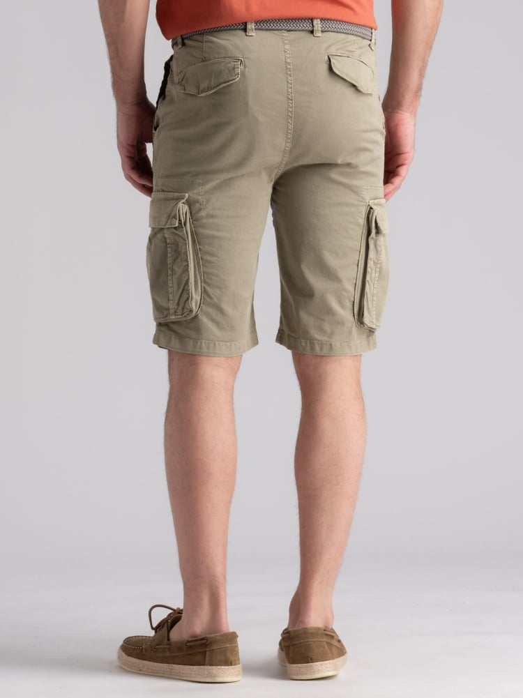 Bermuda uomo cargo in popeline stretch tinto effetto old Invidia 1973