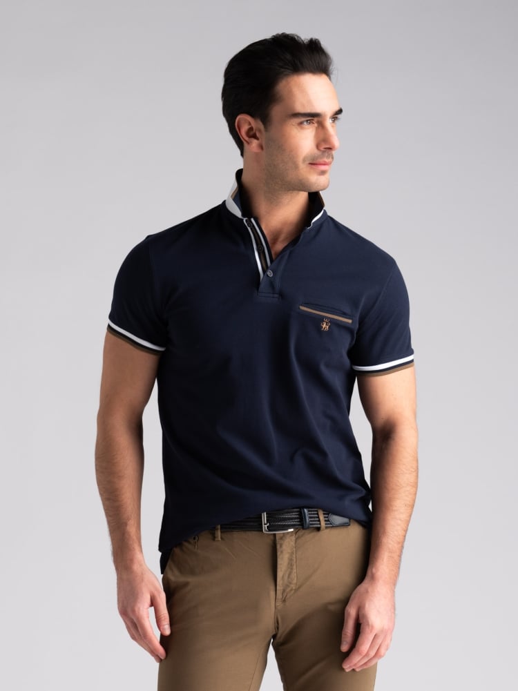Polo uomo mezza manica microriga con taschino Invidia 1973