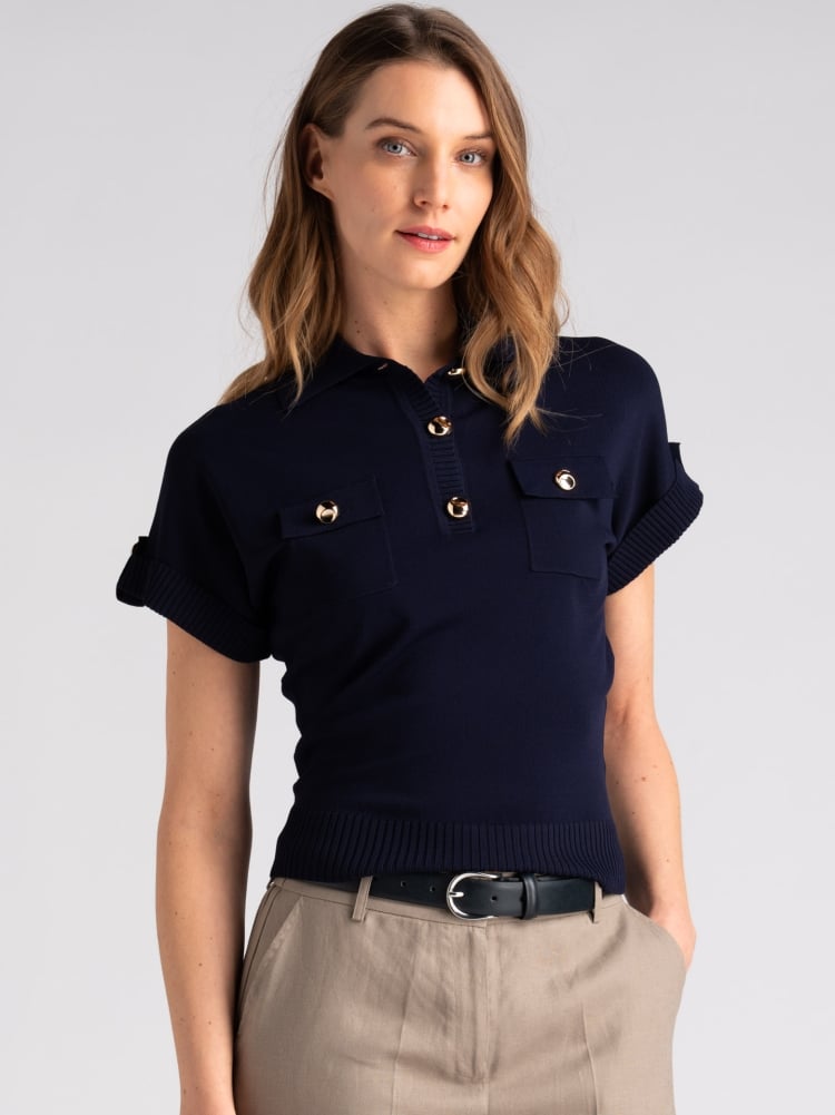 Maglia polo donna mezza manica con taschini Invidia 1973