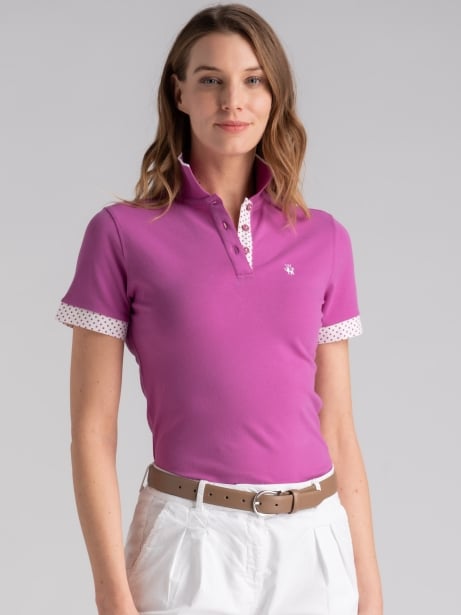 Polo donna mezza manica con inserti stampati Invidia 1973