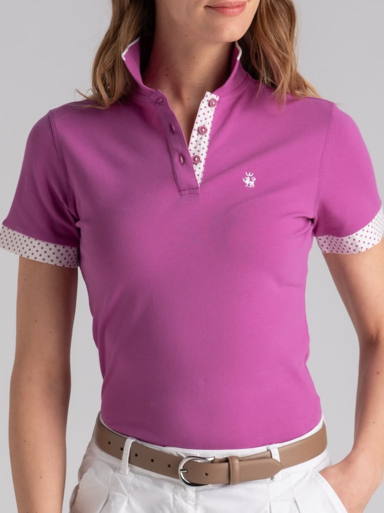 Polo donna mezza manica con inserti stampati Invidia 1973