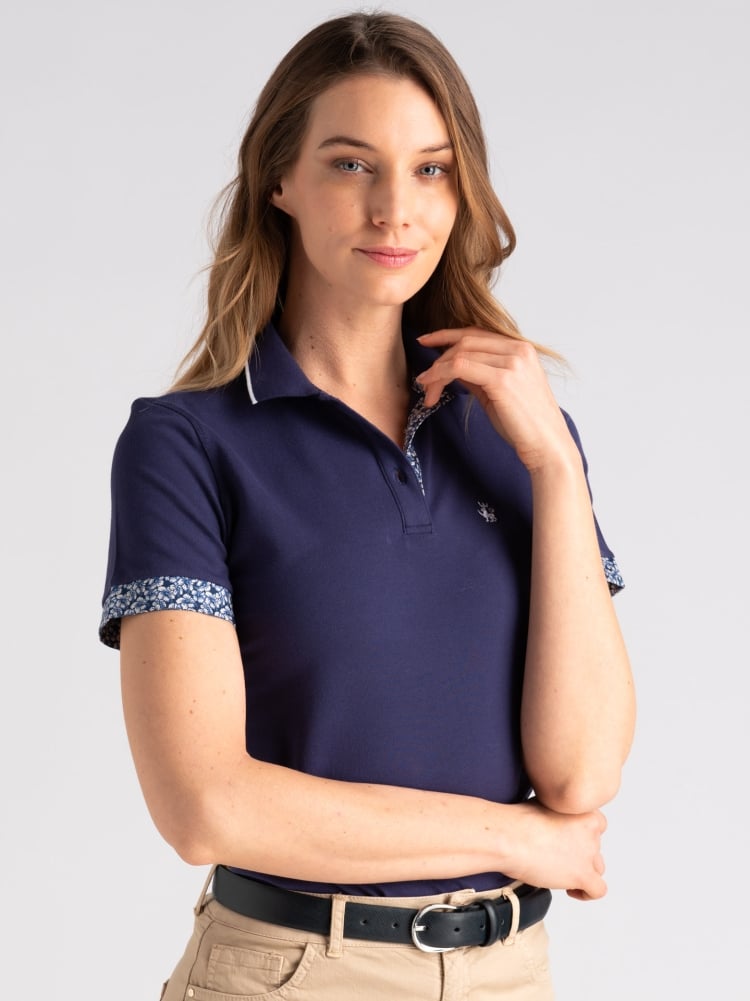 Polo donna mezza manica con inserti stampati Invidia 1973