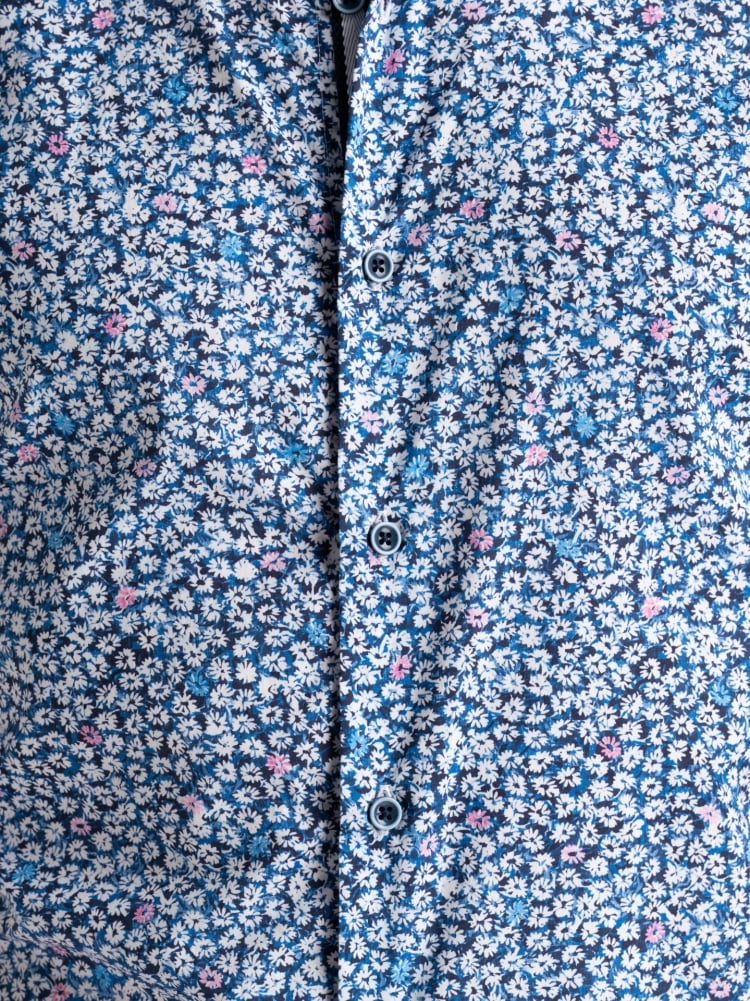 Camicia uomo floreale azzurra a mezza manica Invidia 1973