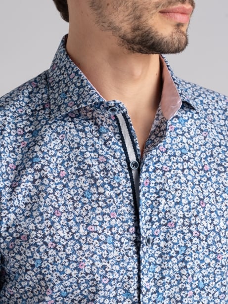 Camicia uomo floreale azzurra a mezza manica Invidia 1973 2