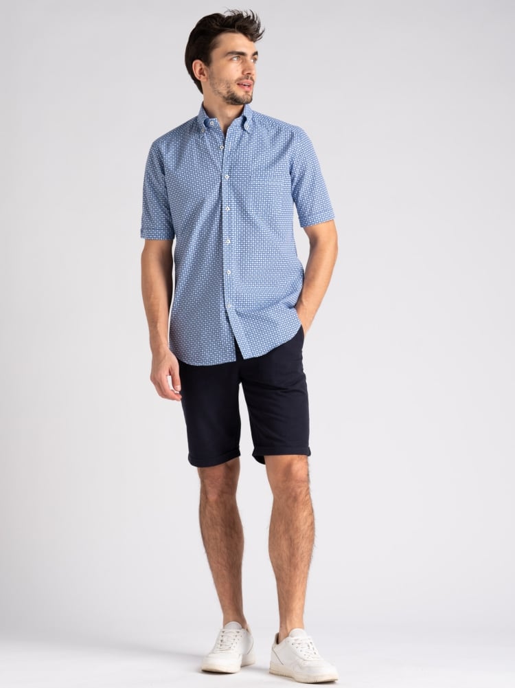Camicia uomo regular azzurra fantasia a mezza manica Invidia 1973