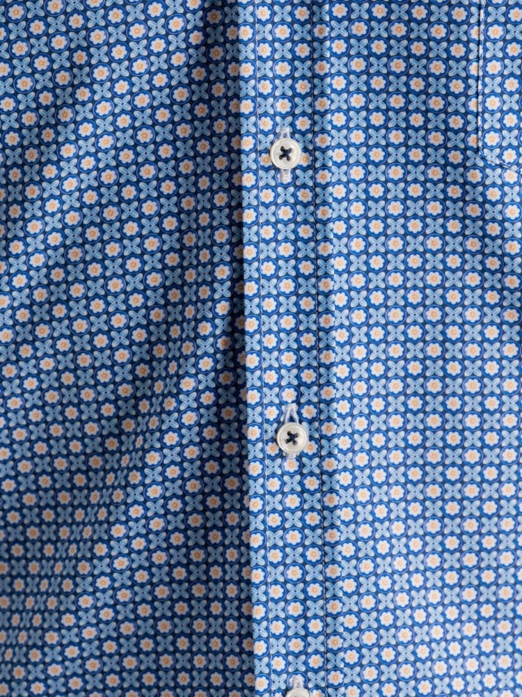 Camicia uomo regular azzurra fantasia a mezza manica Invidia 1973