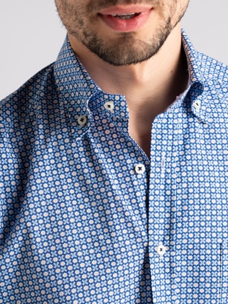 Camicia uomo regular azzurra fantasia a mezza manica Invidia 1973 2