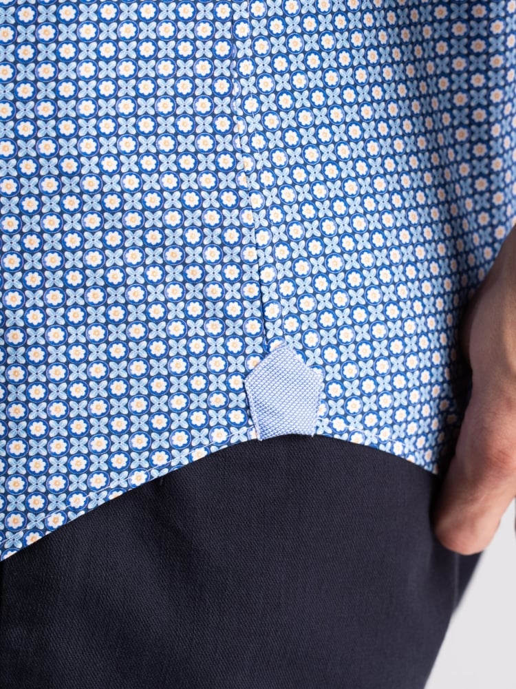 Camicia uomo regular azzurra fantasia a mezza manica Invidia 1973