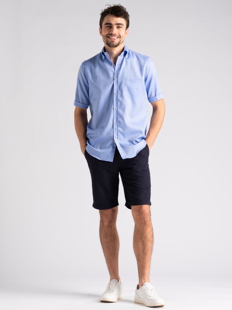 Camicia uomo mezza manica giro inglese azzurra regular Invidia 1973