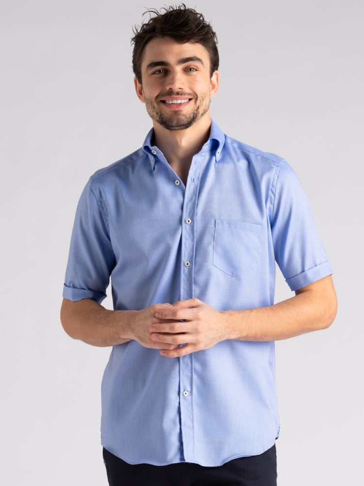Camicia uomo mezza manica giro inglese azzurra regular Invidia 1973