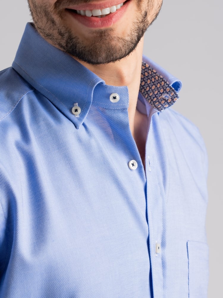 Camicia uomo mezza manica giro inglese azzurra regular Invidia 1973