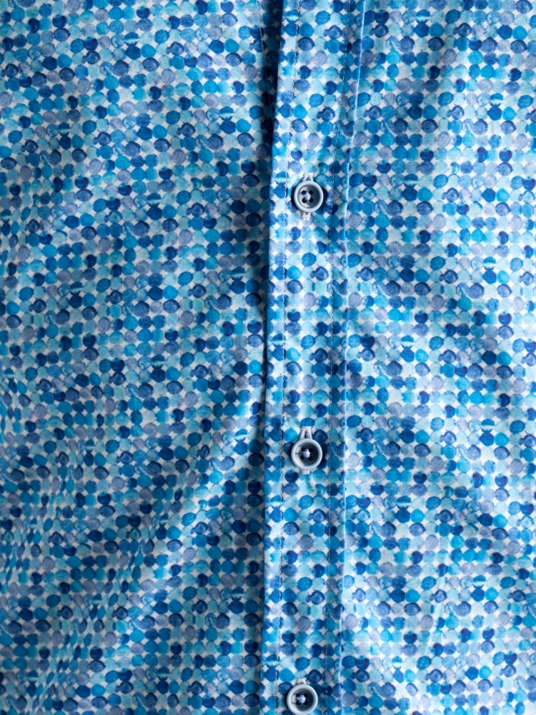 Camicia uomo a mezza manica fantasia pois acquerello Invidia 1973