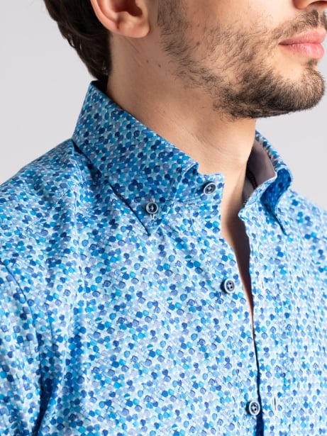Camicia uomo a mezza manica fantasia pois acquerello Invidia 1973 2