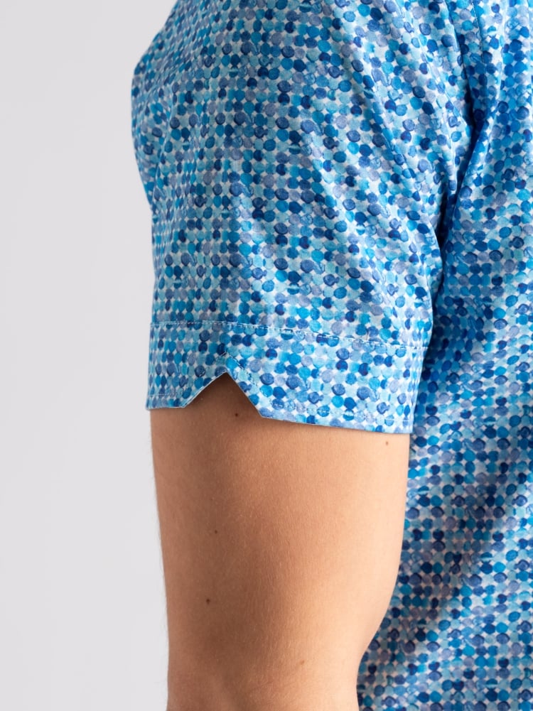 Camicia uomo a mezza manica fantasia pois acquerello Invidia 1973