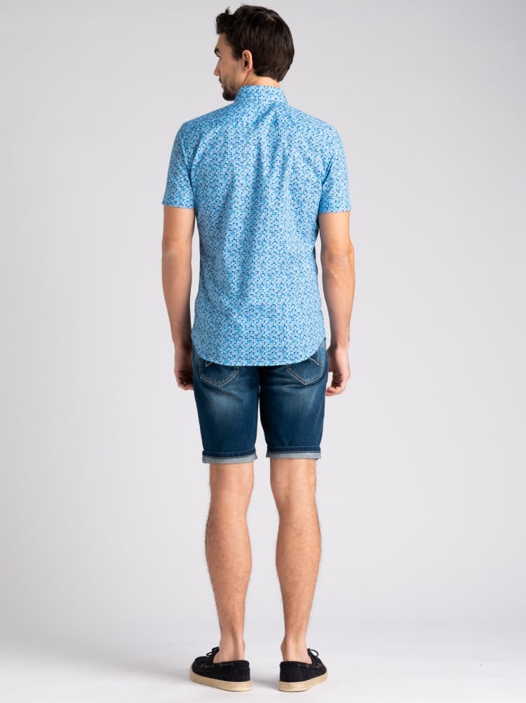 Camicia uomo a mezza manica fantasia pois acquerello Invidia 1973