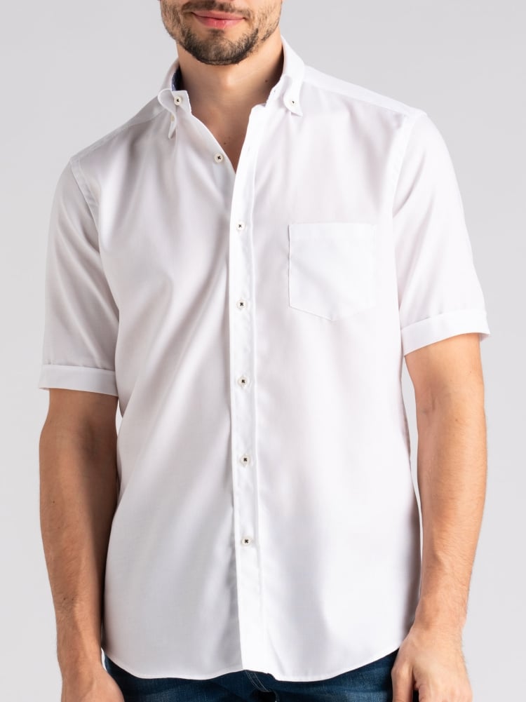 Camicia uomo mezza manica giro inglese bianca regular Invidia 1973