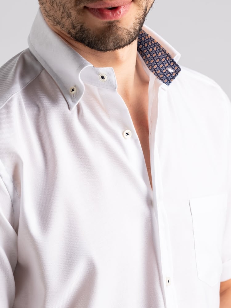 Camicia uomo mezza manica giro inglese bianca regular Invidia 1973