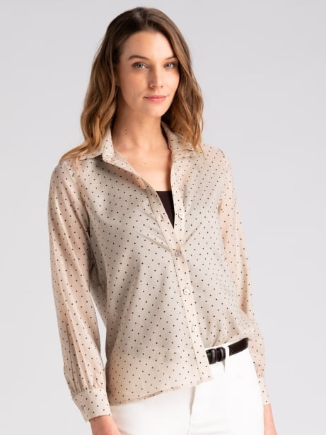 Camicia donna in mussola a pois con manica lungaInvidia 1973