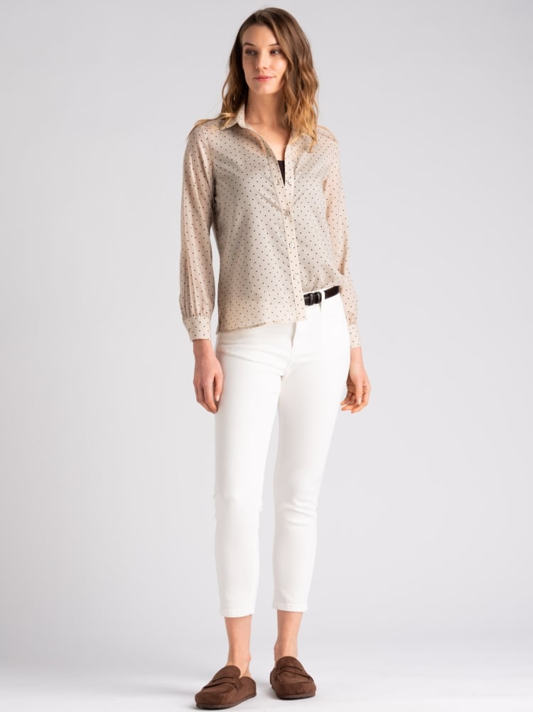 Camicia donna in mussola a pois con manica lungaInvidia 1973