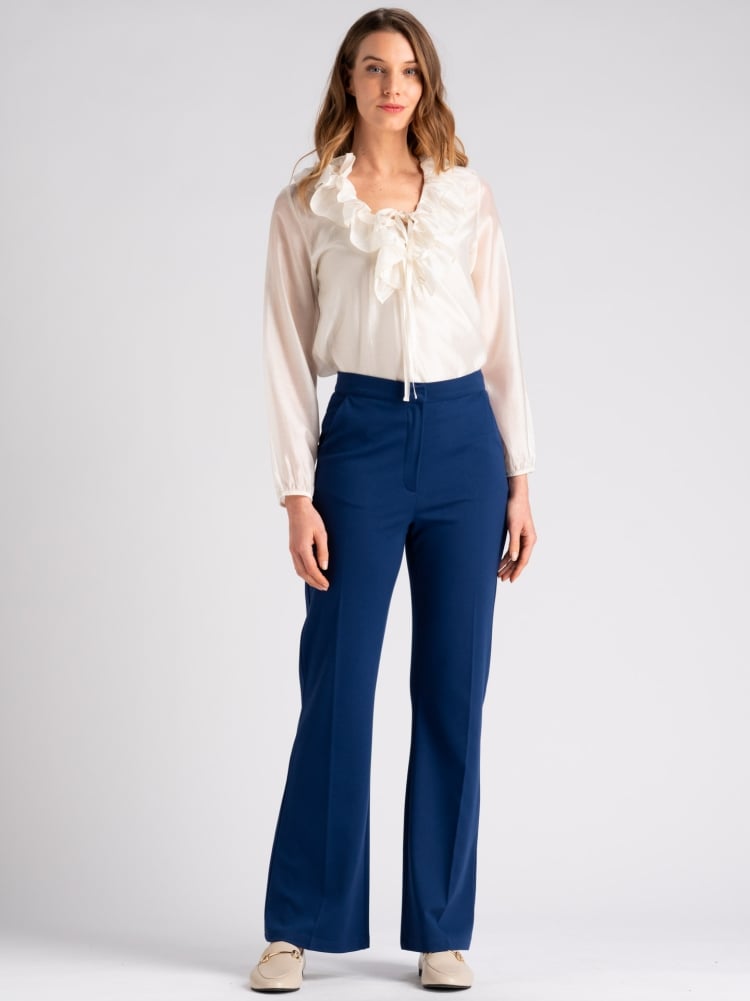 Camicia donna in mussola bianca con doppio volantInvidia 1973