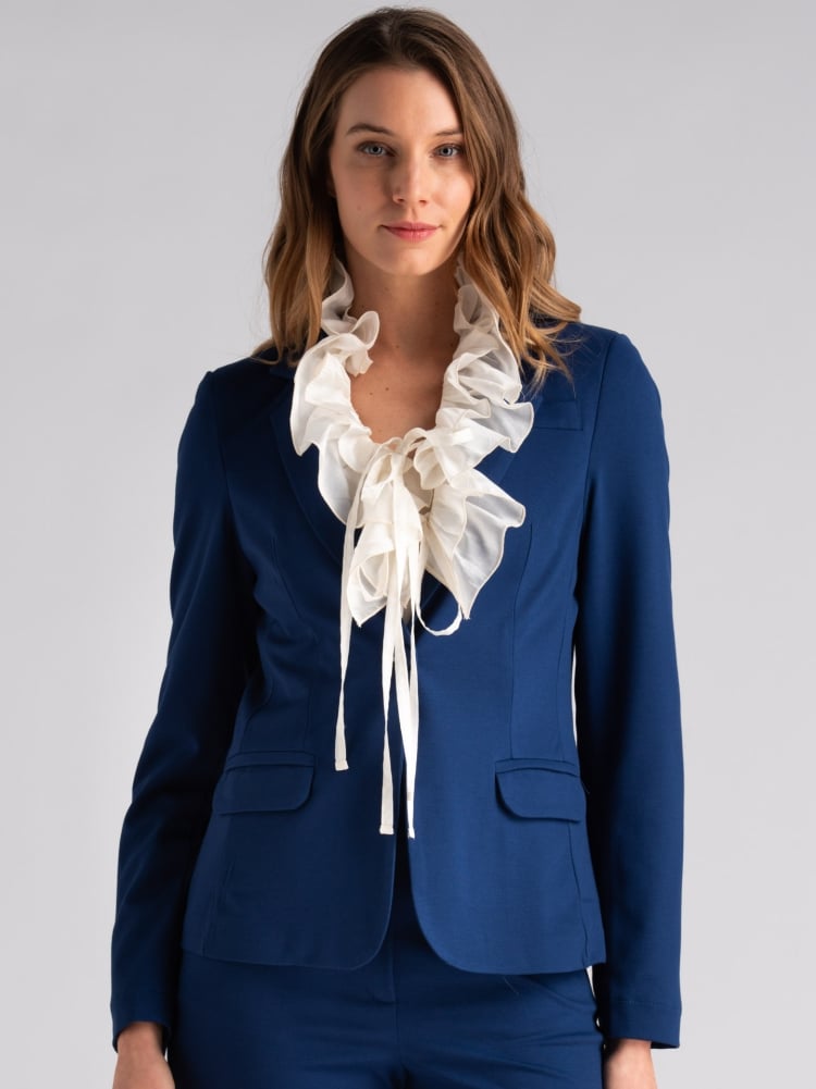 Camicia donna in mussola bianca con doppio volantInvidia 1973