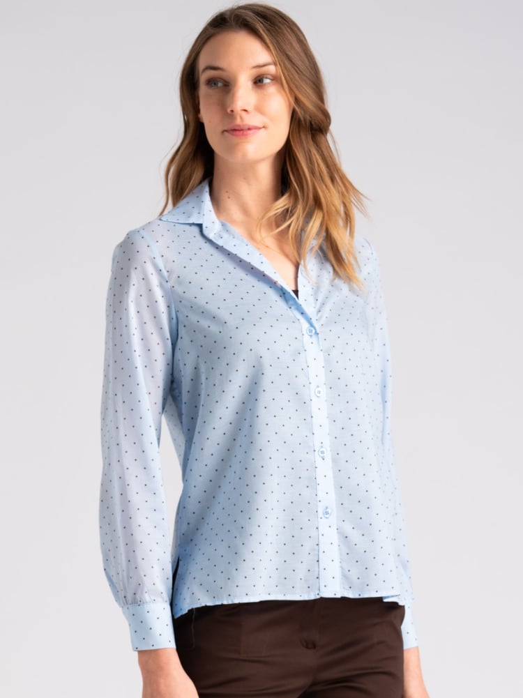 Camicia donna in mussola a pois con manica lungaInvidia 1973