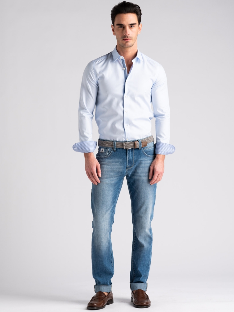 Camicia uomo Oxford azzurra button down Invidia 1973