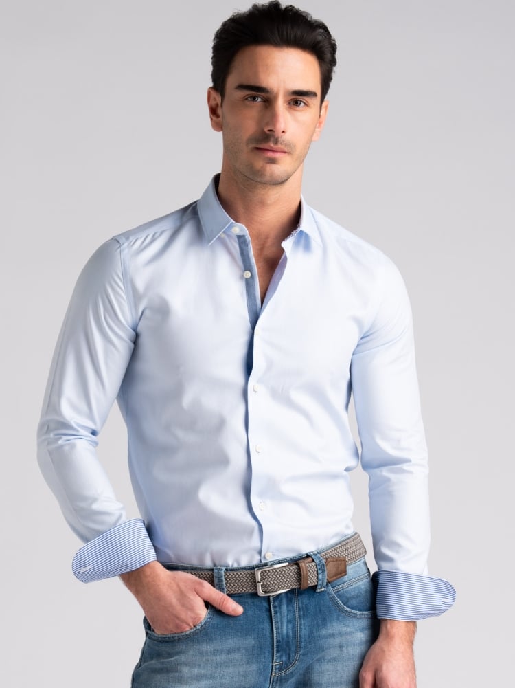 Camicia uomo Oxford azzurra button down Invidia 1973